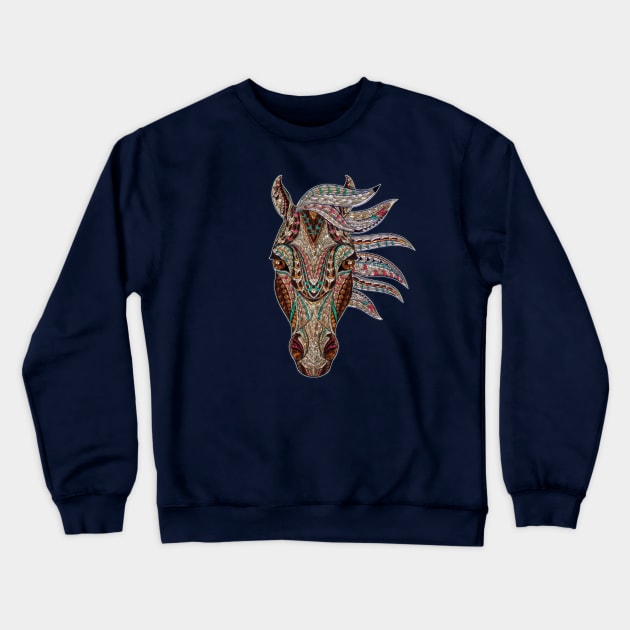 Horse Tribal Abstract Art Native American Geometric Horse Crewneck Sweatshirt by twizzler3b